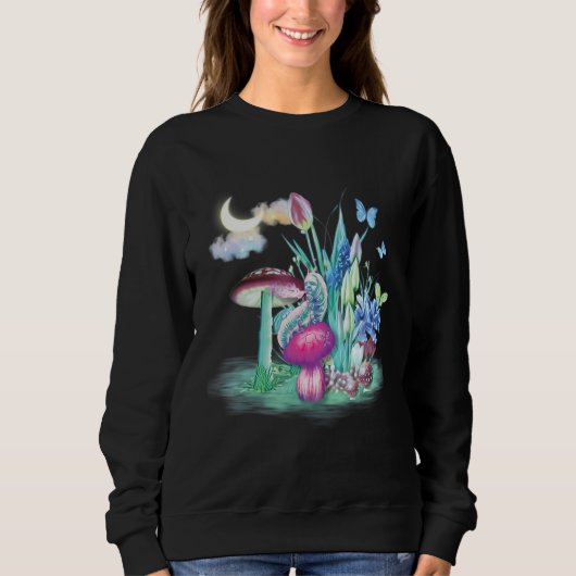 Sweatshirt Colorful Mycology Mushrooms caterpillar Mushroom c (Devant)