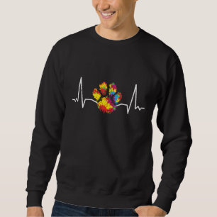 Sweatshirt Colorful Paw Heartbeat Amour Animaux
