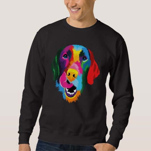 Sweatshirt Colorful Pop Golden Retriever Portrait Owner (Devant)