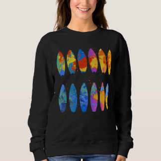 Sweatshirt Colorful Surfing  Surfer Surfboard Graphic