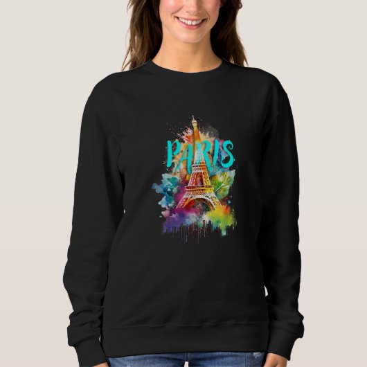 Sweatshirt Colourful Eiffel Tower of Paris  France (Devant)