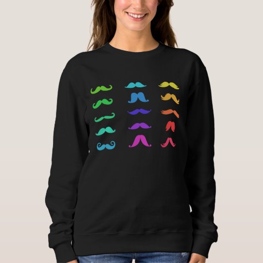 Sweatshirt Colourful Mustache s for Girls Women Moustache (Devant)
