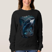 Sweatshirt Colourful mystical orca whale watching dolphin pot (Devant)