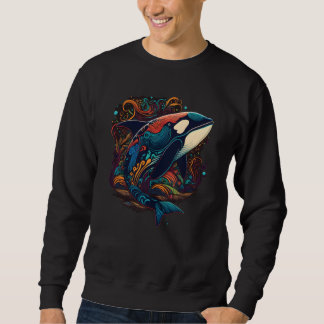 Sweatshirt Colourful mystical orca whale watching dolphin pot