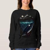 Sweatshirt Colourful mystical orca whale watching dolphin pot (Devant)