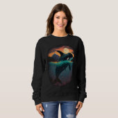 Sweatshirt Colourful mystical orca whale watching dolphin pot (Devant entier)
