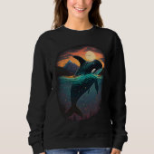 Sweatshirt Colourful mystical orca whale watching dolphin pot (Devant)