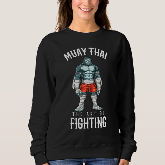 Sweatshirt Combattant de gorille Muay Thai traditionnel Boxe (Devant)