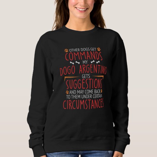 Sweatshirt Commandes Dogo Argentino (Devant)