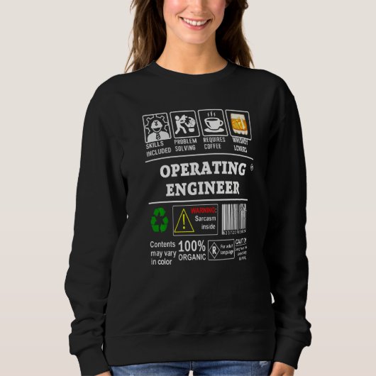 Sweatshirt Compétences d'ingénieur d'exploitation incluses Ré (Devant)