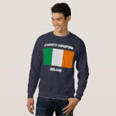 Sweatshirt Comté de Longford, Irlande avec drapeau irlandais (Devant entier)
