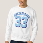 Sweatshirt Conception blanche et bleue du Jersey de sports<br><div class="desc">Conception blanche et bleue du Jersey de sports des adultes | • Sweatshirt du Jersey des hommes</div>