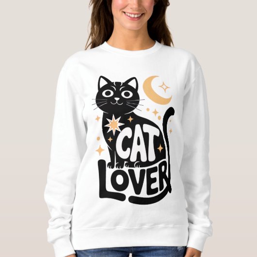Sweatshirt Conception d'amour de chat noir de magie céleste (Devant)