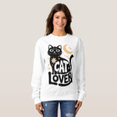Sweatshirt Conception d'amour de chat noir de magie céleste (Devant entier)