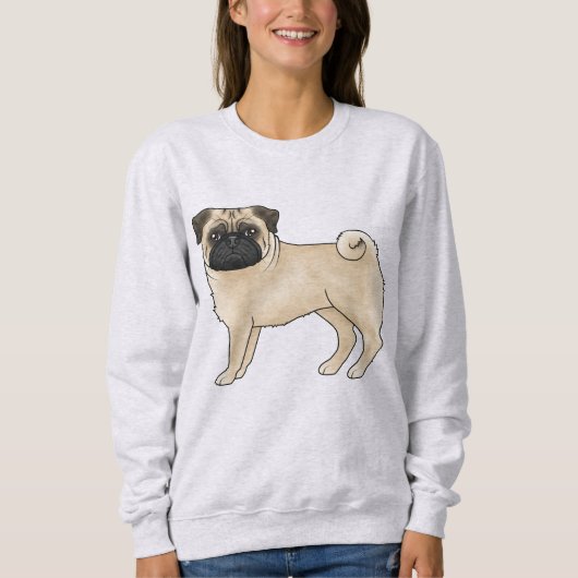 Sweatshirt Conception d'animal de race de chien Carlin couleu (Devant)