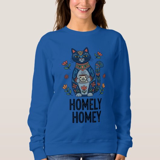 Sweatshirt Conception de chat bleu chaleureux (Devant)