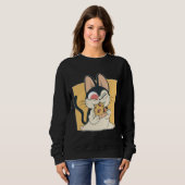 Sweatshirt Conception de chat cool amateur de pizza (Devant entier)