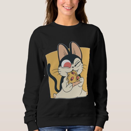 Sweatshirt Conception de chat cool amateur de pizza (Devant)