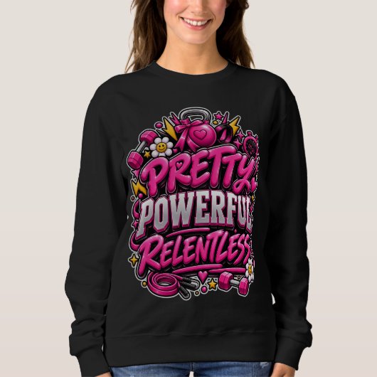 Sweatshirt Conception de citation de salle de sport rose impl (Devant)