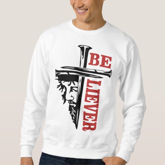 Sweatshirt Conception de clou de croix de Jésus – Puissant Ch (Devant)