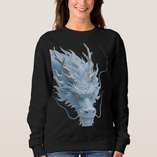 Sweatshirt Conception de fantasy d'art du dragon bleu clair c (Devant)