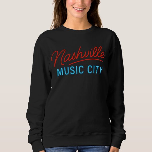 Sweatshirt Conception de l'enseigne au néon de Nashville Musi (Devant)