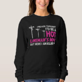 Sweatshirt Conception De L'Épouse Lineman Pour Femmes Lineman (Devant)