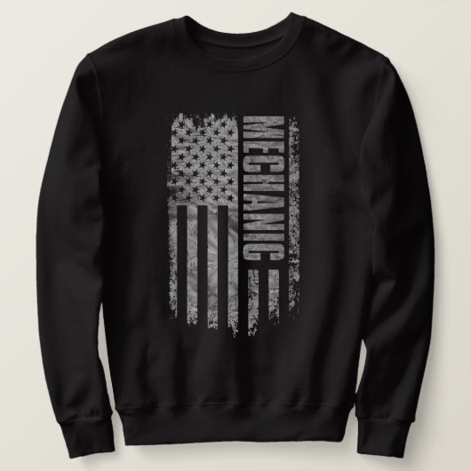 Sweatshirt Conception de mécanicien drapeau USA en détresse (Design devant)