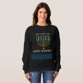 Sweatshirt Conception de menorah de Hanukkah bleue mignonne d (Devant entier)