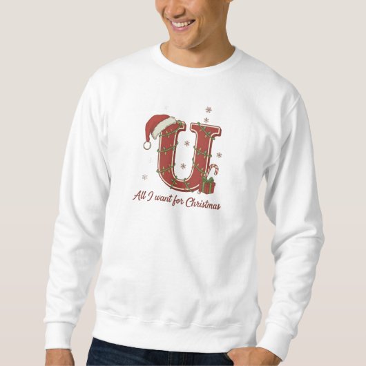 Sweatshirt Conception de monogramme de lettre U pour Noël (Devant)