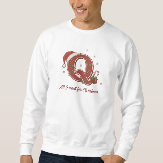 Sweatshirt Conception de monogramme de Noël à lettre Q (Devant)