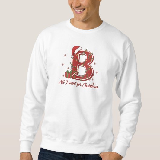 Sweatshirt Conception de monogramme de Noël avec la lettre B (Devant)