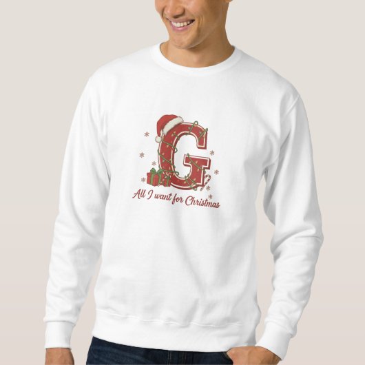 Sweatshirt Conception de monogramme de Noël avec la lettre G (Devant)