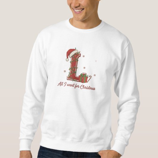 Sweatshirt Conception de monogramme de Noël avec la lettre L (Devant)