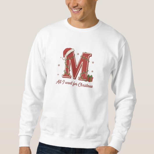 Sweatshirt Conception de monogramme de Noël avec la lettre M (Devant)