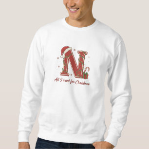Sweatshirt Conception de monogramme de Noël avec la lettre N