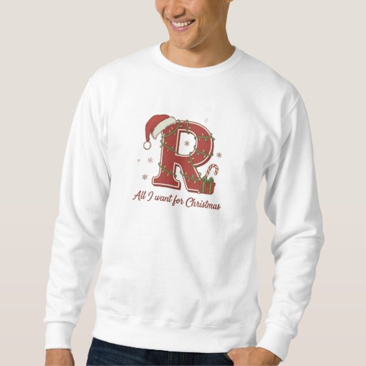 Sweatshirt Conception de monogramme de Noël avec la lettre R (Devant)
