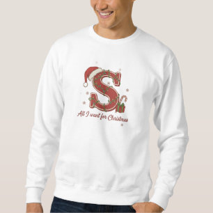 Sweatshirt Conception de monogramme de Noël avec la lettre S