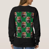 Sweatshirt Conception de motif de tête de tigre vert (Dos)