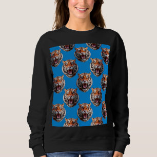 Sweatshirt Conception de motif tête de tigre bleu