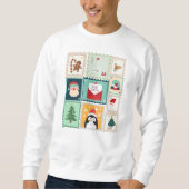 Sweatshirt Conception de Noël de timbre-poste de vacances vin (Devant)