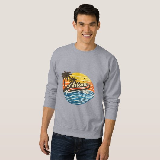 Sweatshirt Conception de nom Adam Retro Sunset (Devant entier)