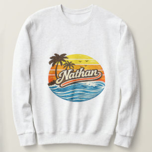 Sweatshirt Conception de nom Nathan Retro Sunset