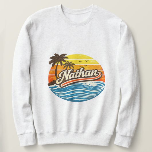 Sweatshirt Conception de nom Nathan Retro Sunset (Design devant)
