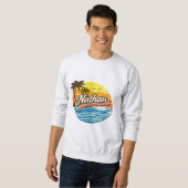 Sweatshirt Conception de nom Nathan Retro Sunset (Devant entier)