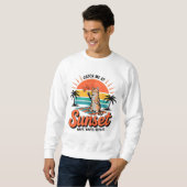 Sweatshirt Conception de plage au coucher du soleil rétro pou (Devant entier)