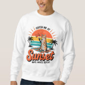 Sweatshirt Conception de plage au coucher du soleil rétro pou (Devant)
