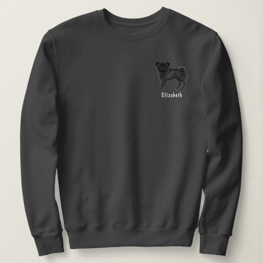 Sweatshirt Conception de race de chien Mops noir avec texte p (Design devant)