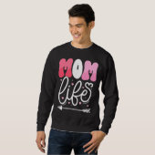 Sweatshirt Conception de script de vie de maman rose pastel é (Devant entier)