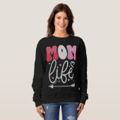 Sweatshirt Conception de script de vie de maman rose pastel é (Devant entier)